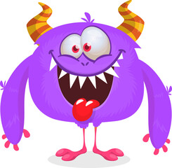 Cute cartoon monster. Vector troll or gremlin character. Halloween design