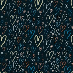 Seamless pattern with cartoon hearts. Colorful vector flat style. hand drawing. valentines day. Romantic design for print, wrapper, fabric.