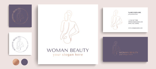 Woman vector lineart illustration. Elegant Feminine Beauty Logo. Woman Line Art Minimalist Logo. One Line style drawing.