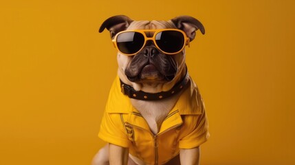Obraz na płótnie Canvas A Dog With Sunglasses Going To a Jazz Festival. Generative AI
