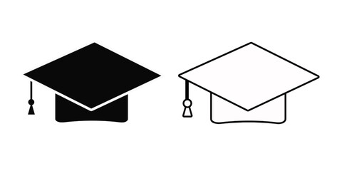 Graduation cap vector icon isolated on white background. 