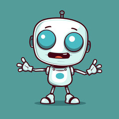Cute robot surprised, minimalist illustration, layered