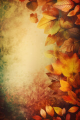Autumn background. Autumn leaves are orange. Vertical background. AI generative.