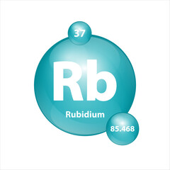 Rubidium (Rb) icon structure chemical element round shape circle green dark. Chemical element of periodic table Sign with atomic number. Study in science for education. 3D Illustration vector.	