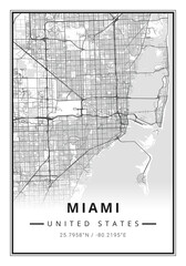 Street map art of Miami city in USA - United States of America - America - 587322321