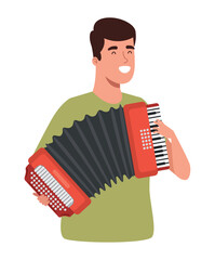 Musician playing an accordion - obrazy, fototapety, plakaty