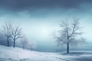 Winter background. Snow forest. AI generative.