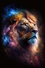 Nebula Lion Cosmic Space Leo Portrait [Generative AI]