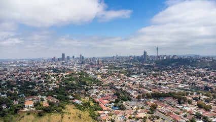 Obraz premium aerial view of johannesburg city skyline, south africa