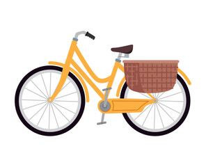 Yellow cycle with wicker basket