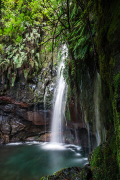 25 Fontes Waterfall and springs in Rabacal, Medeira island of Portugal © marcin jucha