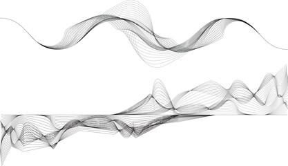 Abstract flow linear halftone dots . Fluid wavy shape .Striped linear pattern . Music sound wave . Vector illustration - obrazy, fototapety, plakaty