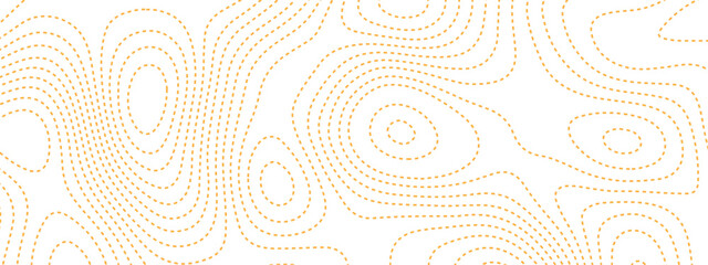 Topographic contours map background. Topography geographic orange lines with dots background. Geographic dots lines map on elevation assignment pattern. White paper curved reliefs background.