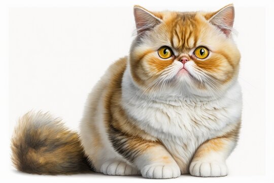 Exotic shorthair cat isolated on white background. (Generative AI)