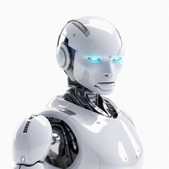 Obraz na płótnie Canvas Futurischer weißer Roboter, Ai Bot , Futuristischer Ai Roboter, Künstliche Intelligenz, Ai generiert KI