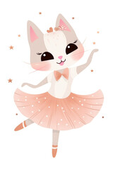 Cute cat character in a ballet dress