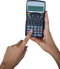 Hands of businesswoman using calculator