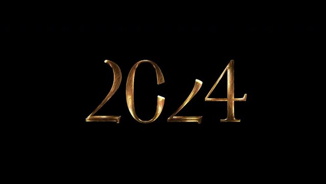 2024 Gold Animation Text, Alpha Channel