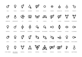 Gender and sexual orientation identity vector illustration symbol sign icons