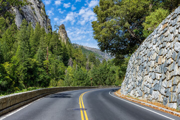 Merced River roadside Highway 140 in Yosemite National Park