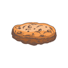  A hand-drawn colored sketch of homemade cookies with chocolate chips. Vintage illustration, doodle. Element for the design of labels, packaging and postcards..