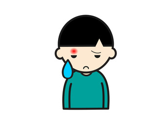 瞼が腫れた男の子