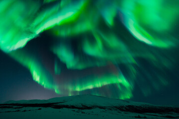 Strong solar activity on the night sky. Northern Lights also known as Aurora Borealis. High quality photo