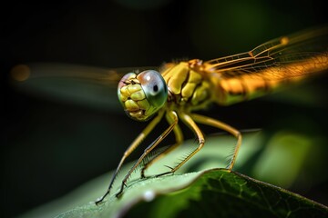 Dragonfly close up macro photography. Generative AI