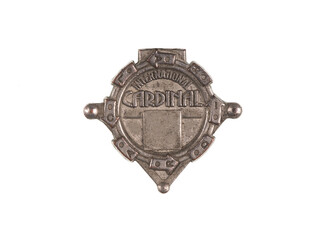vintage police badge isolated on white background