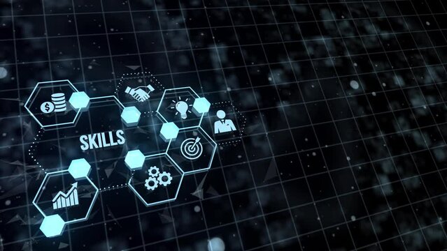 Internet, business, Technology and network concept.Coach motivation to skills improvement. Education concept. Training. Leadership skills. Human abilities. Virtual button.