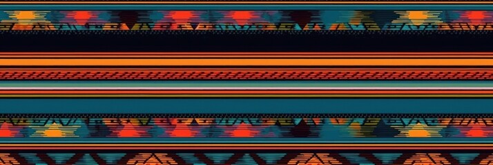 Colorful fabric background. Mexican blanket, bright color stripe pattern, ethnic fabric, Cinco de Mayo banner. Generative AI