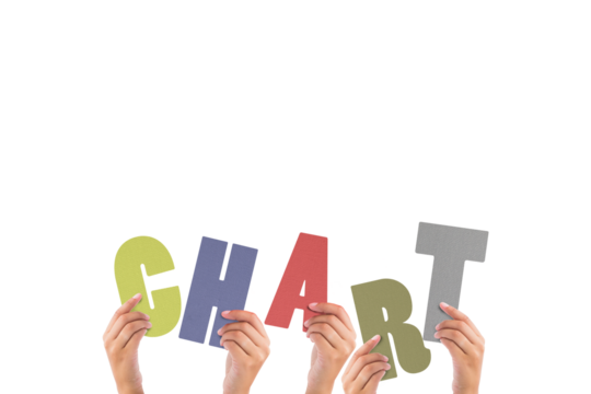 Colorful alphabet spelling chart held up by people 