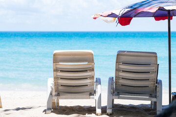 sun lounger on the beach overlooking the sea