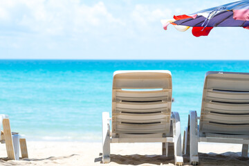 sun lounger on the beach overlooking the sea