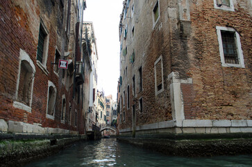 Boats and motorboats on the canals of Venice