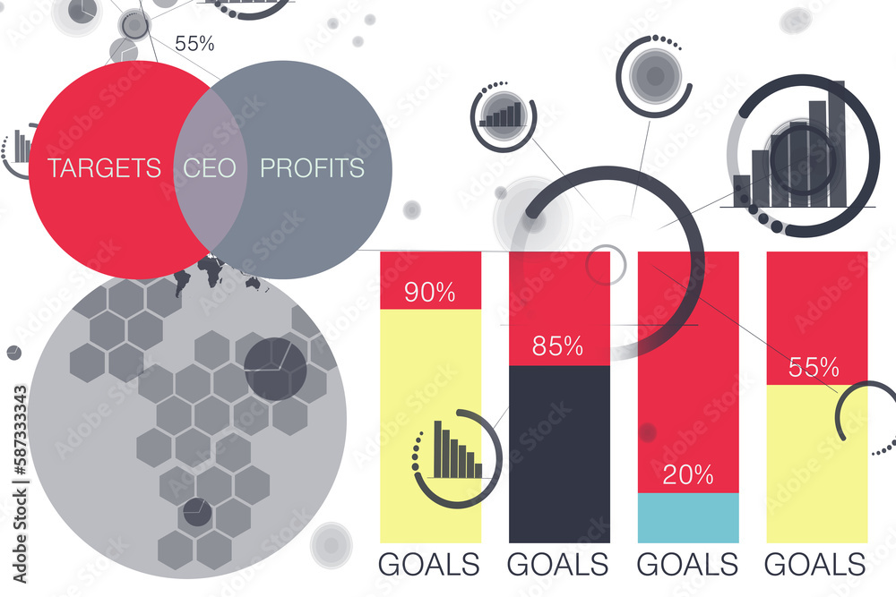 Poster digital generated image of multi colored graph charts