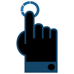 Human finger touching push button