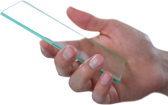 Hand holding futuristic mobile phone