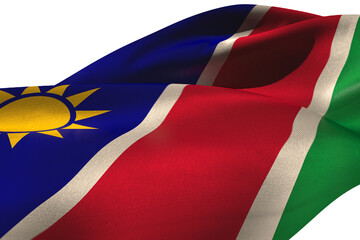 Close-up of Namibia flag waving