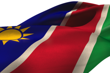 Close-up of Namibia flag waving
