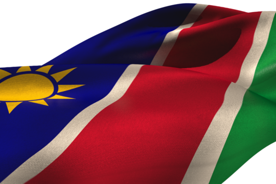 Close-up of Namibia flag waving