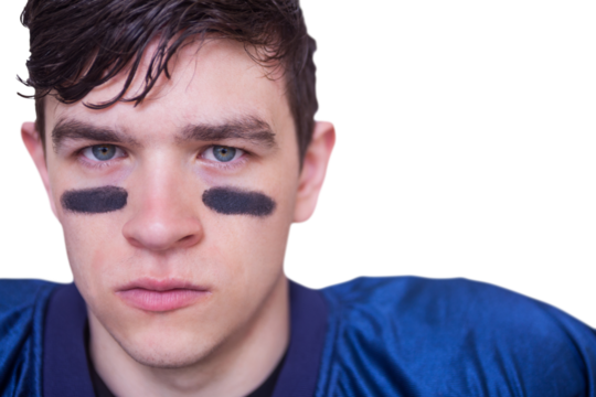 American football player looking at the camera