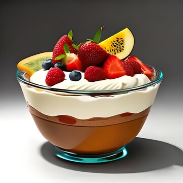 Obstdessert mit Sahne