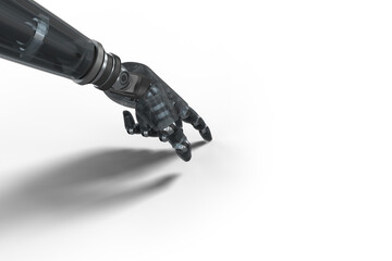 Digitally generated image of black robot hand pointing