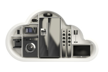 Black electrical appliance in cloud shape - Powered by Adobe