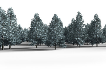 Digitally generated image of green forest during winter