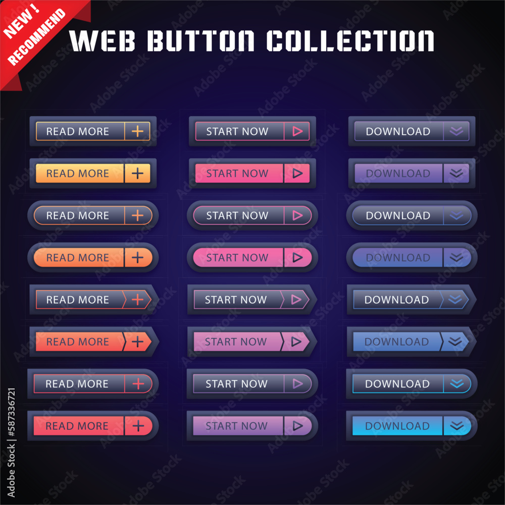 Wall mural gradient colored call to action buttons pack