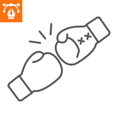 Boxing gloves line icon, outline style icon for web site or mobile app, fitness and gym, protection equipment vector illustration, vector graphics with editable strokes.