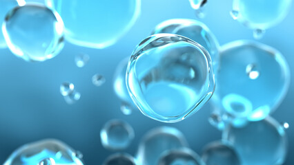 Abstract water bubbles. Molecule concept. 3d render illustration