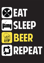 Eat sleep beer repeat surfing t-shirt design, beer t-shirt design, Vintage beer t-shirt design,  Retro drink t-shirt design